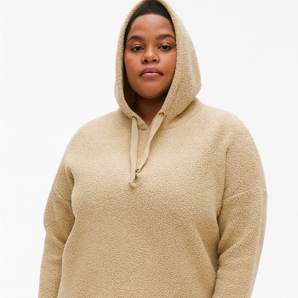 Abercrombie & Fitch XL Sherpa Hoodie ~23” PTP Brown Polyester - Picture 1 of 5